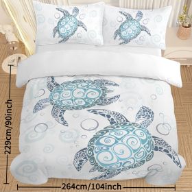 Turtle Bed Sets Ocean 3 Piece Turtle Themed Comforter Cover With 2 Pillowcases (Option: King)