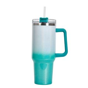 Large Capacity Double-layer Stainless Steel Vacuum Insulation Cup (Option: White Green)