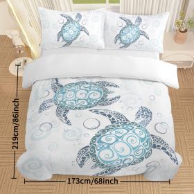 Turtle Bed Sets Ocean 3 Piece Turtle Themed Comforter Cover With 2 Pillowcases (Option: Twin)