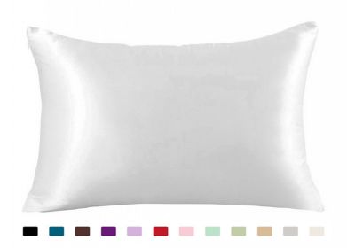 Pillowcase Satin Solid Color Simulation Silk Single Pillowcase Ice Silk Pillowcase (Option: white-20x26inches-1PC)