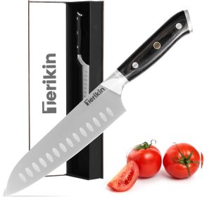 Professional Chef Knife 8 Inch, Santoku Knife 7 Inch High Carbon Steel Chef Knife Japanese Knife, Full Tang Wood Handle Kitchen Knife (Option: Santoku knife)