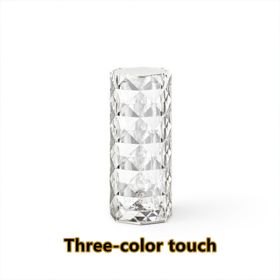 Nordic Crystal Lamp USB Table Lamps Bedroom Touch Dimming Atmosphere Diamond Night Light Rose Projector Lamp Decor (Option: White-3colors-USB)