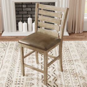 A Set Of 2 Solid Wood Dining Chairs (Option: Grayish Brown)