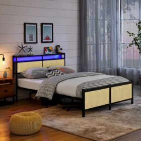 Iron Bed Frame, Metal Bed Frame, Wrought Iron Bed Frame, Iron Platform Bed Frame (Color: Black)