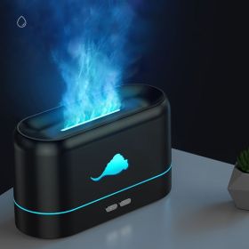 1pc Flame Air Diffuser, Humidifier, Portable Noiseless Aroma Diffuser For Home (style: 3Color LED Light, Color: Black Color)