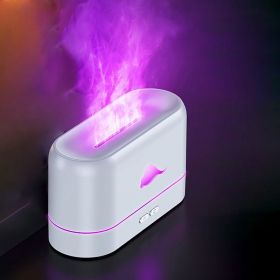 1pc Flame Air Diffuser, Humidifier, Portable Noiseless Aroma Diffuser For Home (style: 3Color LED Light, Color: White Color)