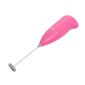 Electric Milk Frother Drink Foamer Whisk Mixer Stirrer Coffee Eggbeater (Color: Pink)