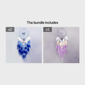 1pc; Fairy Butterfly Dream Catcher Gradient Color Crystal Stone Life Tree Feather Wind Chime Ornament Home Shop Decoration Pendant Finished Product Wi (Color: Blue*2+Purple*2)