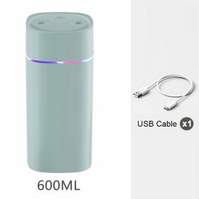 Portable Mist Humidifier; 600ml Small Desk Cool Mini Humidifier With Colorful Night Light; USB Personal Desktop Humidifiers (Composition: Humidifier, Color: GREEN-Double Spray)