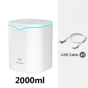 2L Cool Mist Humidifier USB Portable Desk Air Humidifier; Quiet Ultrasonic Humidifier With 2 Mist Modes And 7-Color Light; Auto Shut-Off (Composition: Humidifier, Color: WHITE-Double Spray)