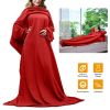 Wearable Fleece Blanket with Sleeves Cozy Warm Microplush Sofa Blanket Extra Soft Lightweight for Adult Women Men 3 Colors