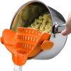 Kitchen Snap N Strain Pot Strainer and Pasta Strainer - Adjustable Silicone Clip On Strainer for Pots, Pans, and Bowls - Gray