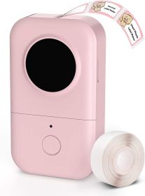 D30 Label Maker Machine with Tape; Portable Bluetooth Label Printer; Small Smart Phone Handheld Sticker Mini Labeler Multiple Templates Font Icon Easy (Color: Pink)