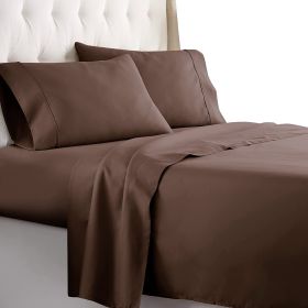 Full Size Sheets Set - Bedding Sheets & Pillowcases w/ 16 inch Deep Pockets - Fade Resistant & Machine Washable - 4 Piece 1800 Series Full Bed Sheet S (Color: Brown, Piece Type: 4 Piece 1800 Series Full Bed)