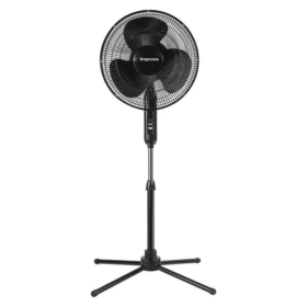 Impress Easy-Assemble 3-Speed 16-Inch Stand Oscillating Pedestal Floor Fan (Color: Black)