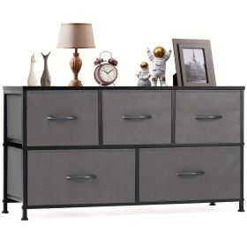 Dresser for Bedroom Storage Drawers Fabric Storage Tower with 5 Drawers, Chest of Drawers with Fabric Bins (Color: Gray)