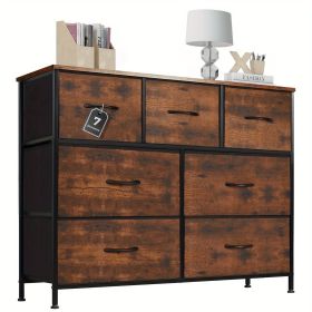 Dresser for bedroom 7 storage Spaces, assembled wardrobe lockers, bedroom furniture lockers (Color: Brown)