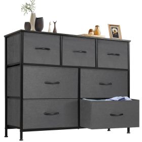 Dresser for bedroom 7 storage Spaces, assembled wardrobe lockers, bedroom furniture lockers (Color: Gray)