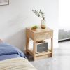 15.75" Rattan End table with drawer, Modern nightstand, side table for living room, bedroom