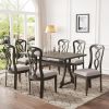 Retro 7-Piece Trestle Dining Table Set with Upholstered Dining Chairs, Smooth Dining Backs for Dining Room, Living Room, Kitchen