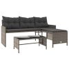 Patio Sofa with Table and Cushions L-Shaped Gray Poly Rattan