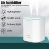 2L Cool Mist Humidifier USB Portable Desk Air Humidifier; Quiet Ultrasonic Humidifier With 2 Mist Modes And 7-Color Light; Auto Shut-Off