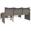 Patio Sofa with Table and Cushions L-Shaped Gray Poly Rattan