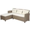 Outdoor;  Patio Furniture Sets;  4 Piece Conversation Set Wicker Ratten Sectional Sofa with Seat Cushions