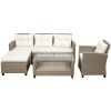 Outdoor;  Patio Furniture Sets;  4 Piece Conversation Set Wicker Ratten Sectional Sofa with Seat Cushions