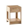 15.75" Rattan End table with drawer, Modern nightstand, side table for living room, bedroom