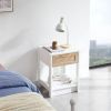 15.75" Rattan End table with drawer, Modern nightstand, side table for living room, bedroom