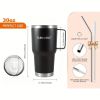 30 oz Tumbler with Handle, Stainless Steel Insulated Travel Coffee Mug with Lid and Straw, Thermal Coffee Cup for Hot&Cold Drinks, Spill Proof