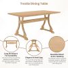 Retro 7-Piece Trestle Dining Table Set with Upholstered Dining Chairs, Smooth Dining Backs for Dining Room, Living Room, Kitchen