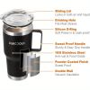 30 oz Tumbler with Handle, Stainless Steel Insulated Travel Coffee Mug with Lid and Straw, Thermal Coffee Cup for Hot&Cold Drinks, Spill Proof