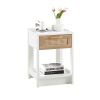 15.75" Rattan End table with drawer, Modern nightstand, side table for living room, bedroom