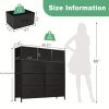 Dresser for Bedroom with 9 Fabric Drawers, Tall Chest Organizer Units for Clothing, Closet, Storage Tower with Cabinet, Metal Frame, Wooden Top