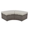 Patio 5-Piece Round Rattan Sectional Sofa Set All-Weather PE Wicker Sunbed Daybed with Round Liftable Table and Washable Cushions for Outdoor Backyard