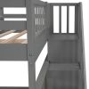 Stairway Full-Over-Full Bunk Bed with Drawer;  Storage and Guard Rail for Bedroom