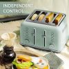 Retro 4-Slice Metal Toaster, Extra Wide Slots, Retro Stainless Steel with High Lift Lever, Bagel and Muffin Function, Removal Crumb Tray