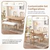 Retro 7-Piece Trestle Dining Table Set with Upholstered Dining Chairs, Smooth Dining Backs for Dining Room, Living Room, Kitchen