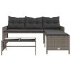 Patio Sofa with Table and Cushions L-Shaped Gray Poly Rattan