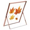 2Pcs Standing Rose Gold Metal Picture Frames 5x7IN 8x10IN Vertical Tabletop Floating Photo Frame