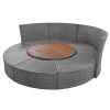 Patio 5-Piece Round Rattan Sectional Sofa Set All-Weather PE Wicker Sunbed Daybed with Round Liftable Table and Washable Cushions for Outdoor Backyard