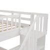 Stairway Full-Over-Full Bunk Bed with Drawer;  Storage and Guard Rail for Bedroom