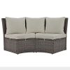 Patio 5-Piece Round Rattan Sectional Sofa Set All-Weather PE Wicker Sunbed Daybed with Round Liftable Table and Washable Cushions for Outdoor Backyard