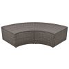 Patio 5-Piece Round Rattan Sectional Sofa Set All-Weather PE Wicker Sunbed Daybed with Round Liftable Table and Washable Cushions for Outdoor Backyard